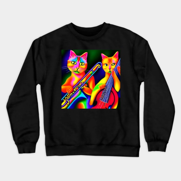 Jazz Cats Rehearsing Crewneck Sweatshirt by Musical Art By Andrew